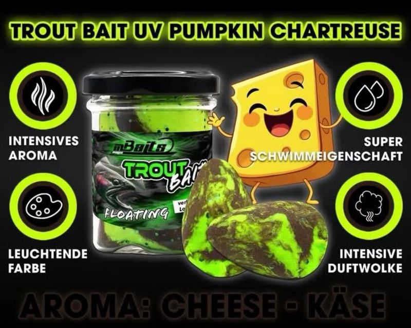 Magic Baits Trout Bait Forellenteig Magic Trout Paste - UV Green Pumpkin Charteuse 60 g Käse