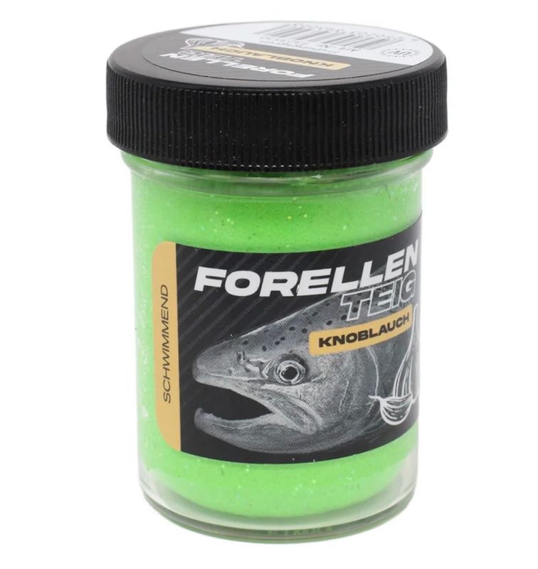 Der neue FTM Forellenteig Knoblauch 60 gramm schwimmend Grashüpfergrün