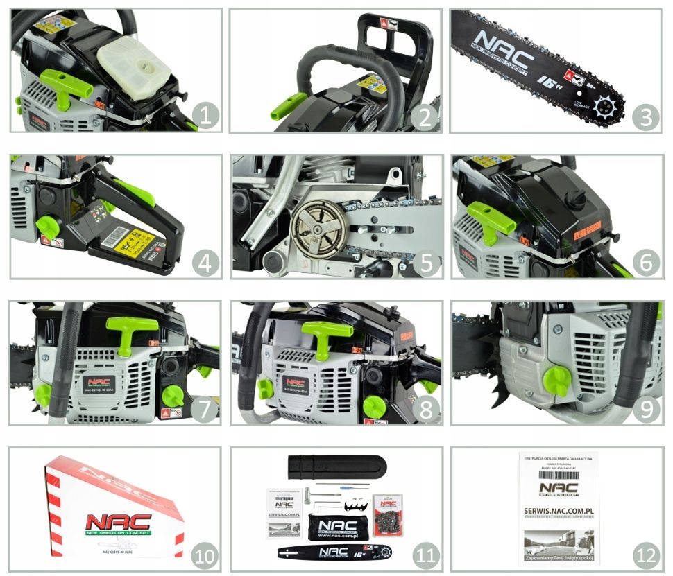 Pilarka łańcuchowa Spalinowa 45cc - NAC-CST45-40-02AC 2,45KM łańcuch 0,325&quot;