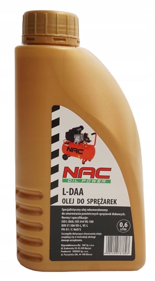 NAC OLEJ DO SPRĘŻAREK LDAA-100 0,6L L-DAA OLEJ SPRĘŻARKI KOMPRESORA