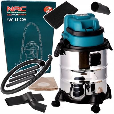 Akumulatorowy Odkurzacz Przemysłowy 20V NAC IVC-LI-20V (Pojemność 20L, Filtr HEPA)