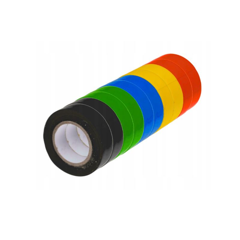 Kolorowy Zestaw Taśm Izolacyjnych PVC 10 szt. (10m x 18mm)