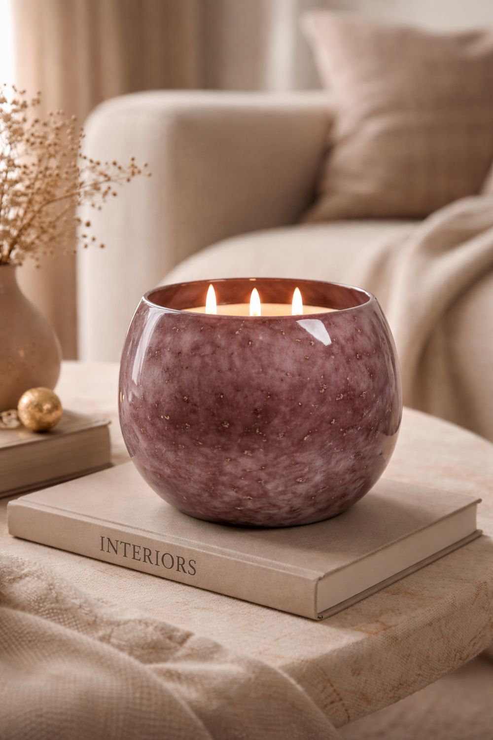Deep Plum Gloss Glass Candle – Elegant designer scent