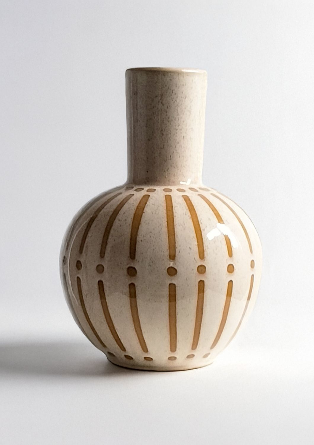 Large Ceramic Decorative Vase – Modern Neutral Vase with Textured Pattern