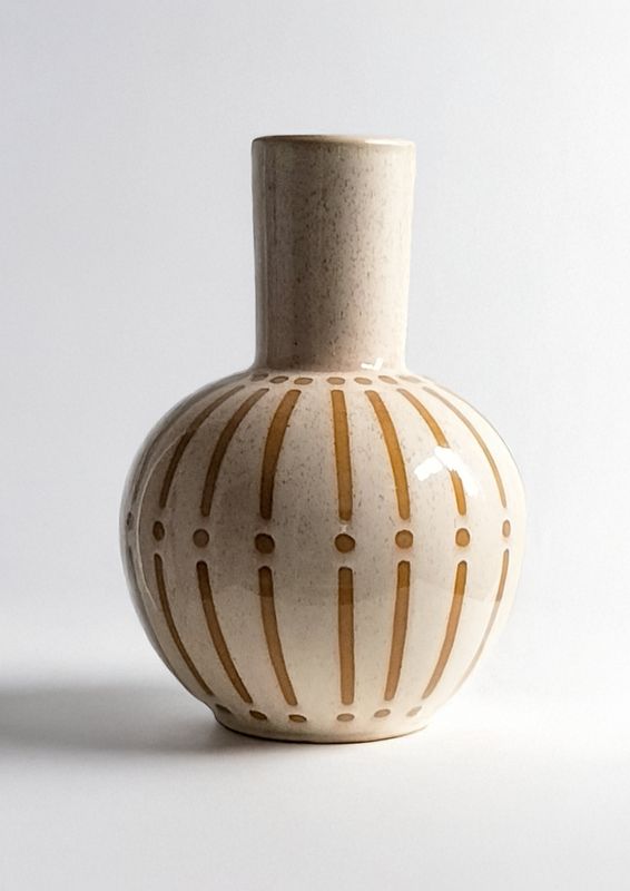Large Ceramic Decorative Vase – Modern Neutral Vase with Textured Pattern