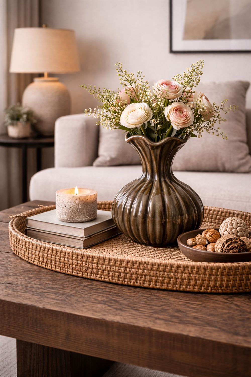 Organische Vaas in Grijs/Groen