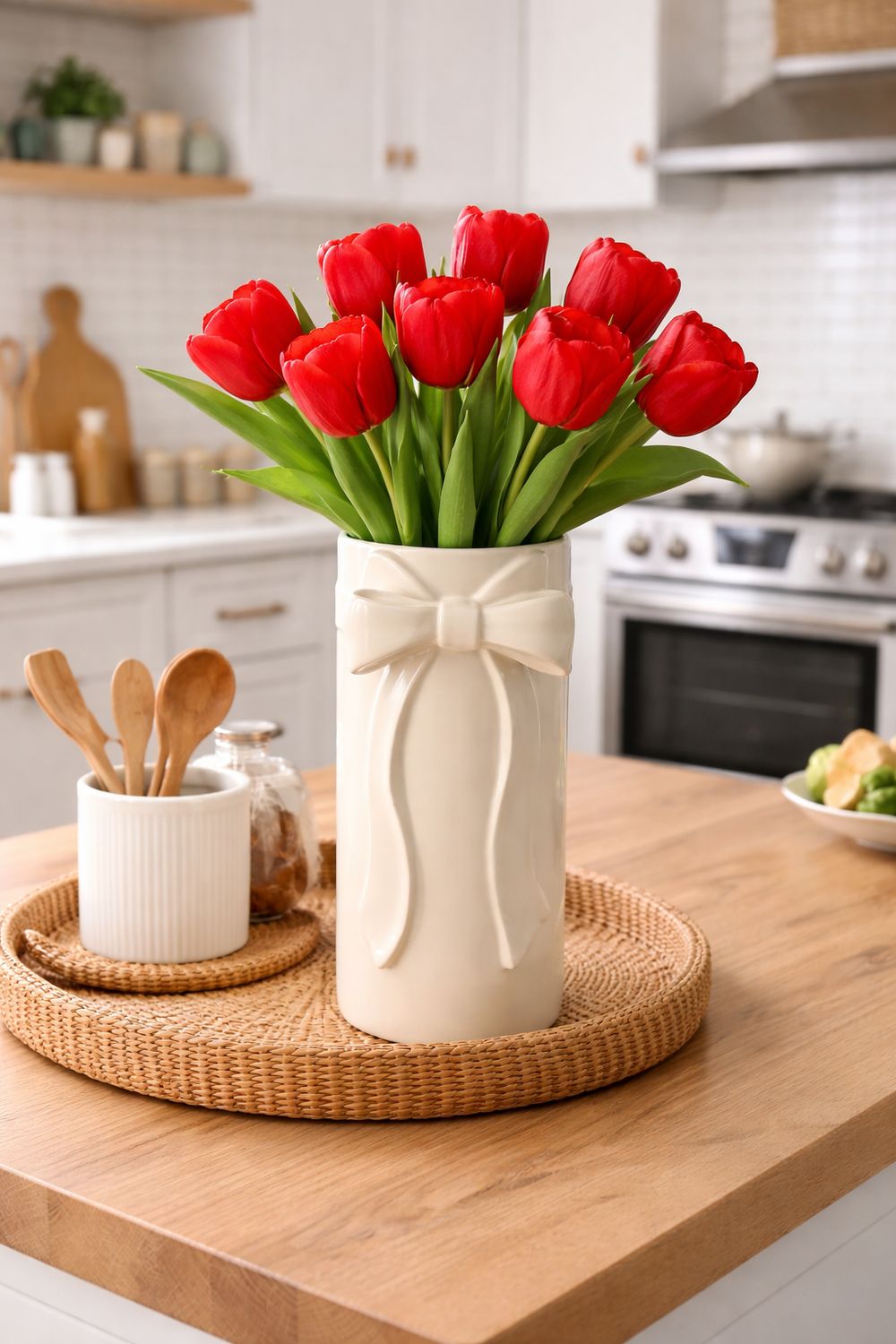 Keramische vaas met strik