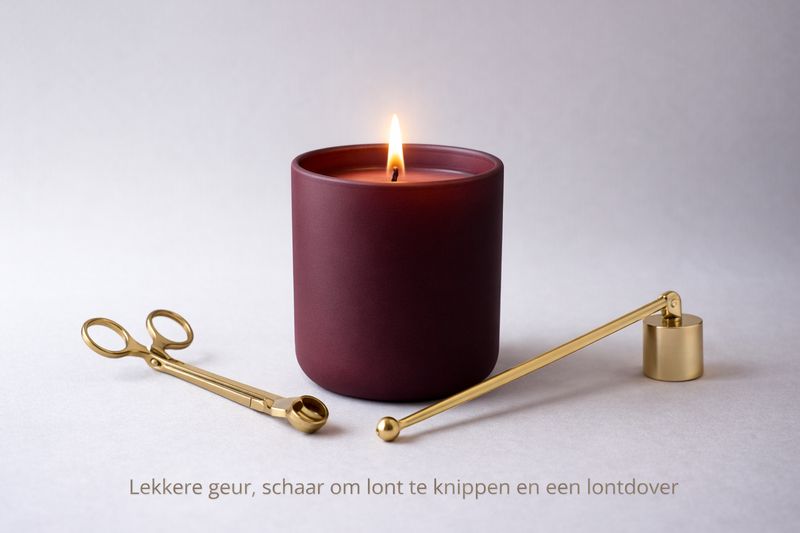 Set: Geurkaars, lontdover en schaar