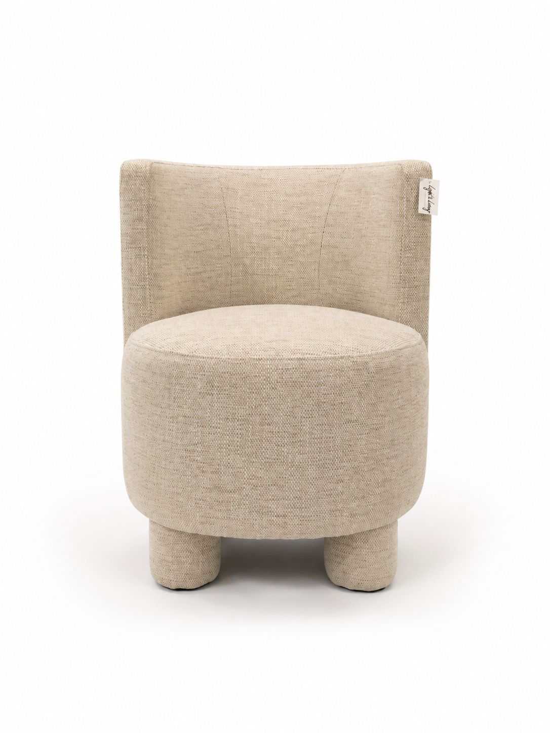 Beige bouclé fauteuil – ronde design zetel