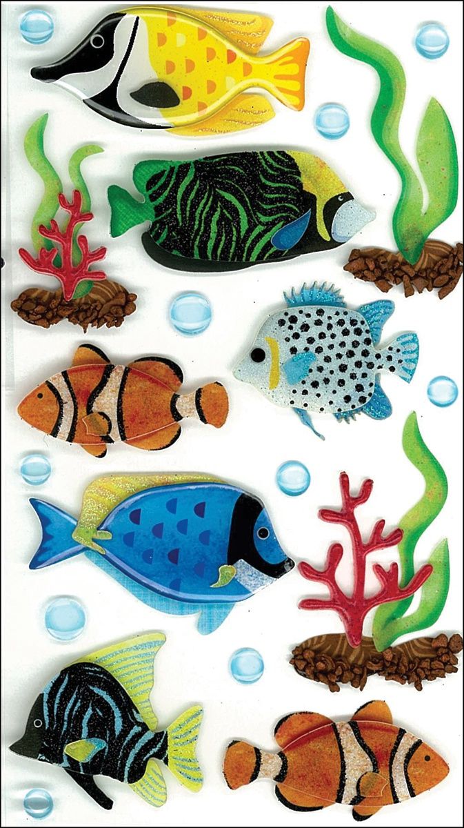 Jolee&#39;s Le Grande Dimensional Stickers Large Tropical Fish
