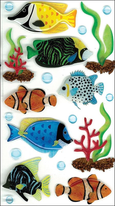 Jolee&#39;s Le Grande Dimensional Stickers Large Tropical Fish