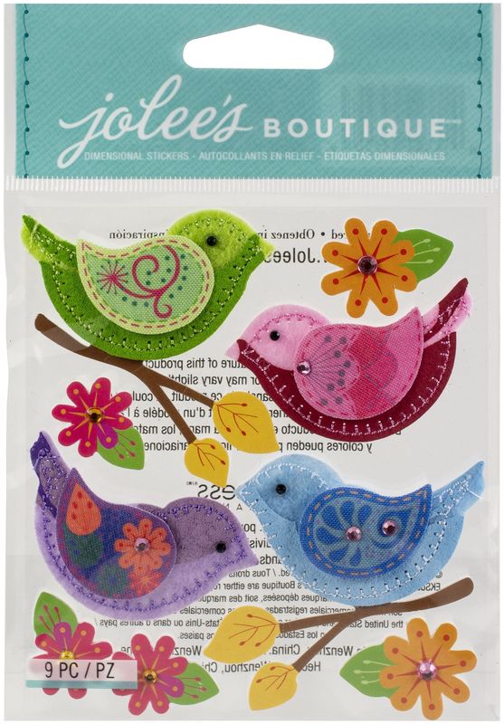 Jolee&#39;s Boutique Themed Embellishment-Stitched Colorful Birds