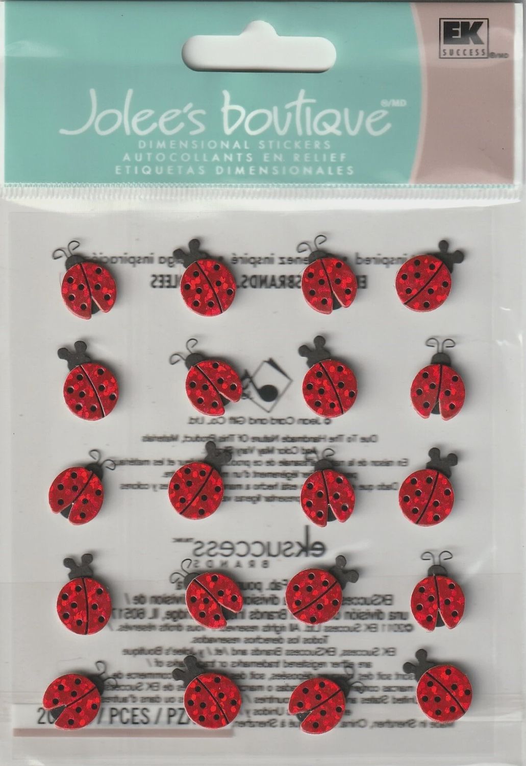 Jolee&#39;s Boutique 3D Stickers Foil/Mylar LADY BUGS REPEATS