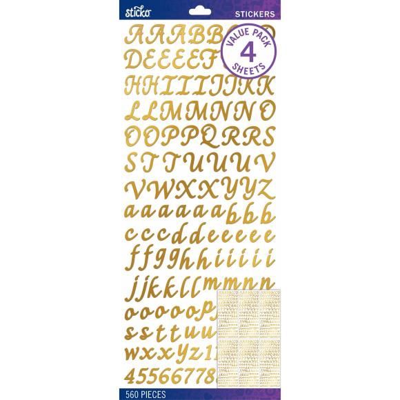 Sticko Alphabet Stickers Gold Foil Script