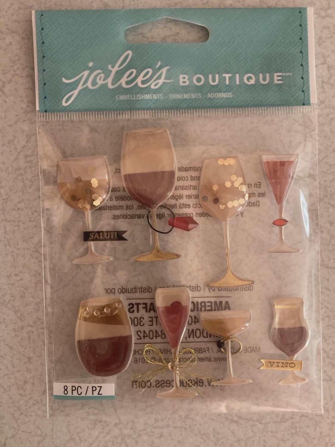 Jolee&#39;s Boutique Themed Embellishment Wine Glass Domes