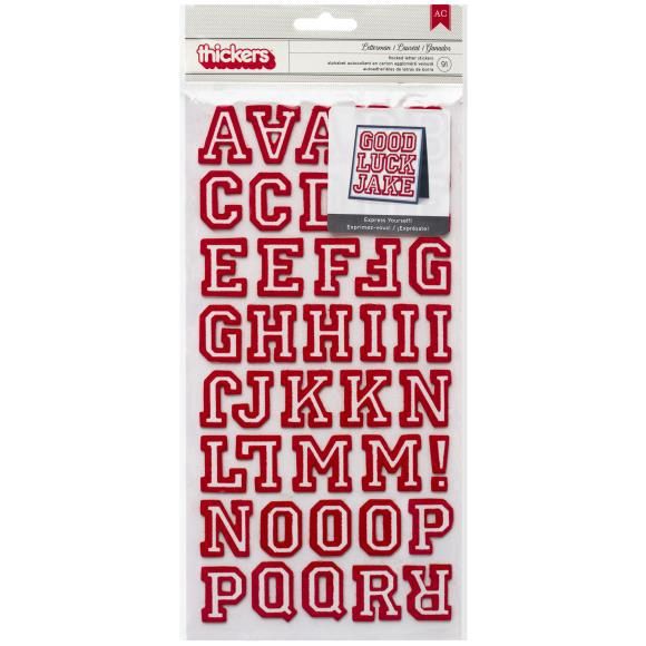 American Crafts Chipboard Alphabet Stickers Letterman-Crimson Glitter, 91/Pkg