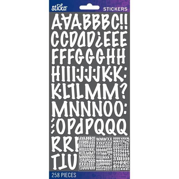 Sticko Alphabet Stickers Alpha Medium Stickers -White Marker