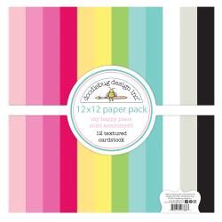Doodlebug Textured Double-Sided Cardstock 12&quot;X12&quot; 12/Pkg My Happy Place