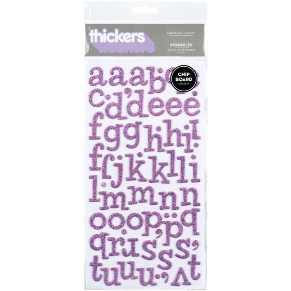 American Crafts Chipboard Alphabet Stickers Sprinkles-Lavender Glitter, 134/Pkg