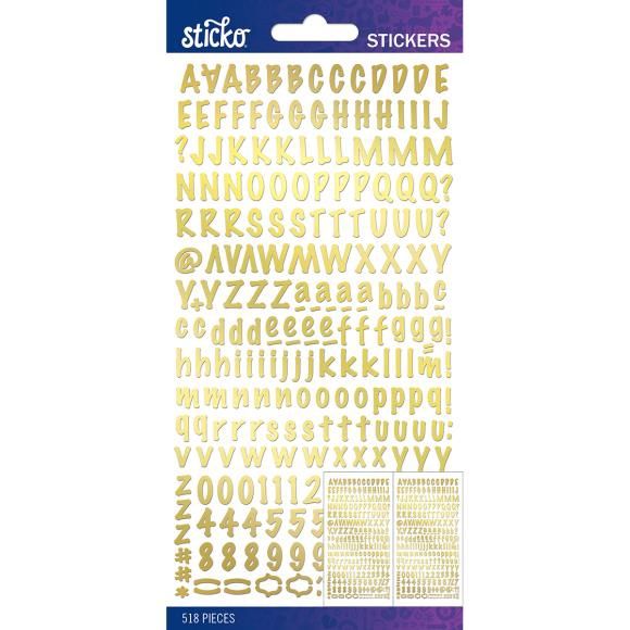 Sticko Alphabet Stickers Gold Foil Marker Small