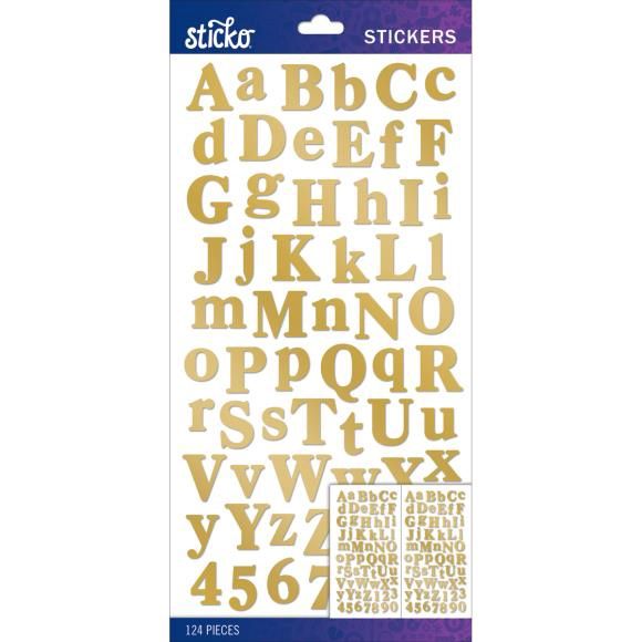 Sticko Alphabet Stickers Gold Foil Calent Small