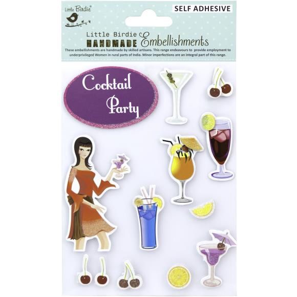 Little Birdie 3D Embellishment 11/Pkg Cocktail Party