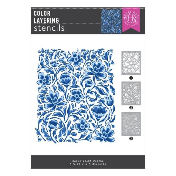 Hero Arts Color Layering Stencil Delft Floral