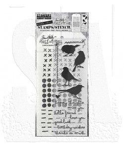 Tim Holtz Mixed-Media Stamps &amp; Stencil Set: Silhouette Birds