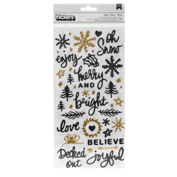 Vicki Boutin Evergreen &amp; Holly Thickers Stickers 112/Pkg Joyful Phrase W/Gold Foil Accents