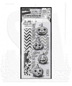 Tim Holtz Mixed-Media Stamps &amp; Stencil Set: Pumpkinhead