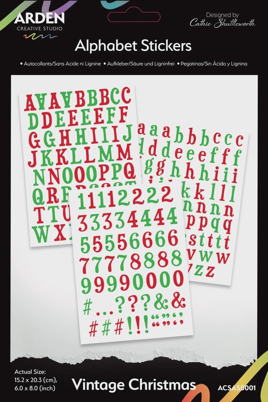 Arden Creative Studio Vintage Christmas Alphabet Stickers