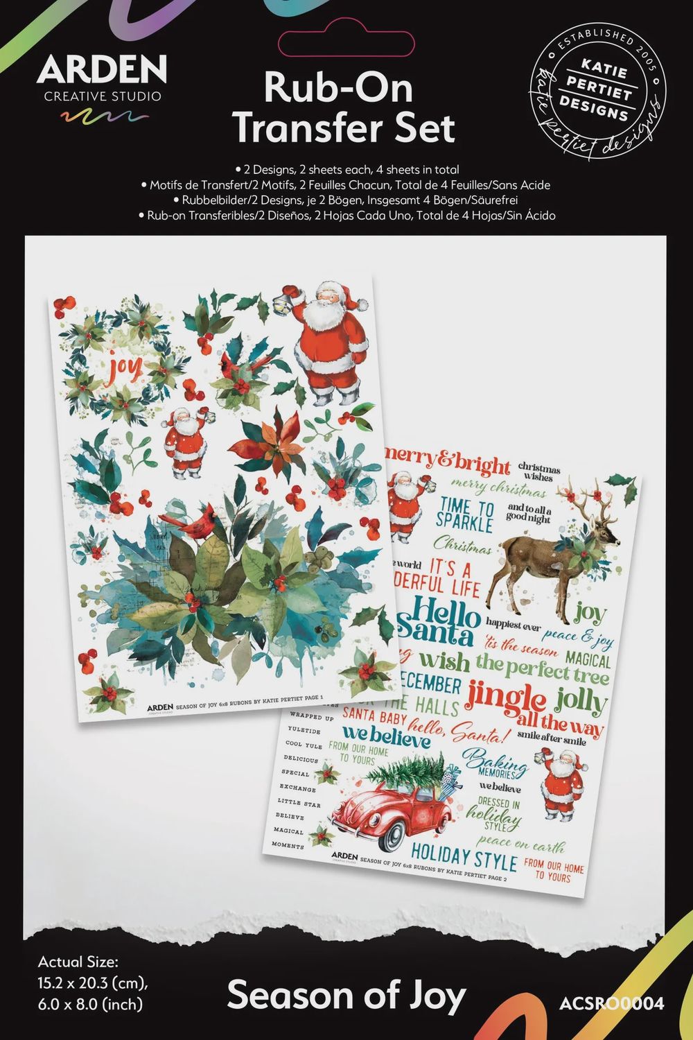 Arden Creative Studio Season of Joy 6in x 8in Rub-On Transfer Set