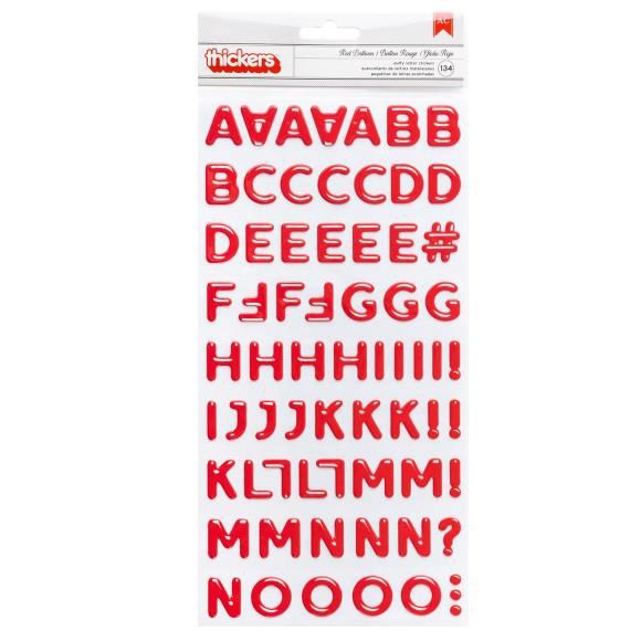 American Crafts Red Balloon Thickers Stickers 97/Pkg Glossy Puffy Alphabet