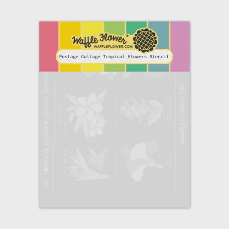 Postage Collage Tropical Flowers Stencil