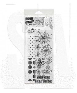 Tim Holtz Mixed-Media Stamps &amp; Stencil Set: Retro Flakes