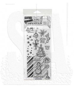 Tim Holtz Mixed-Media Stamps &amp; Stencil Set: Tattered Christmas