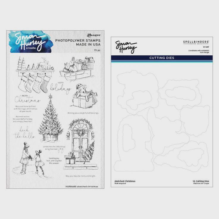Simon Hurley - Clear Stamps &amp; Dies - Sketched Christmas
