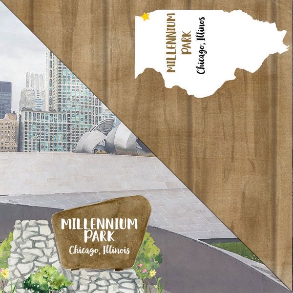 Illinois Millennium Park Chicago (Double-Sided Paper 12 x 12)