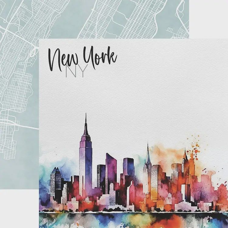 New York Skyline Double Sided 12&quot;x12&quot; Scrapbook Paper