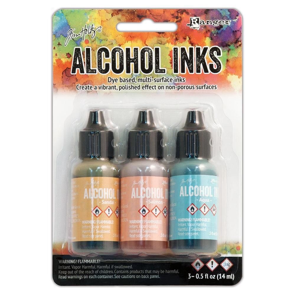 Tim Holtz Alcohol Ink .5oz 3/Pkg Sandal/Aqua/Salmon