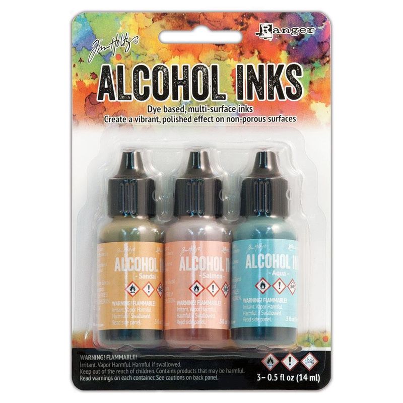 Tim Holtz Alcohol Ink .5oz 3/Pkg Sandal/Aqua/Salmon