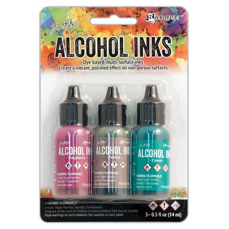 Tim Holtz Alcohol Ink .5oz 3/Pkg Raspberry/Pebble/Clover