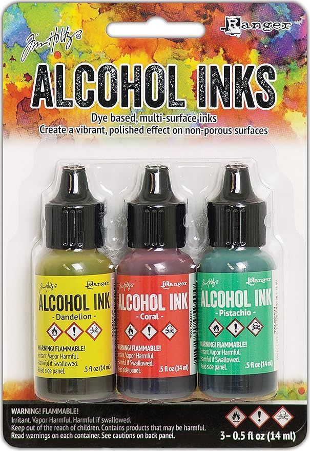 Tim Holtz Alcohol Ink .5oz 3/Pkg Dandelion/Coral/Pistachio