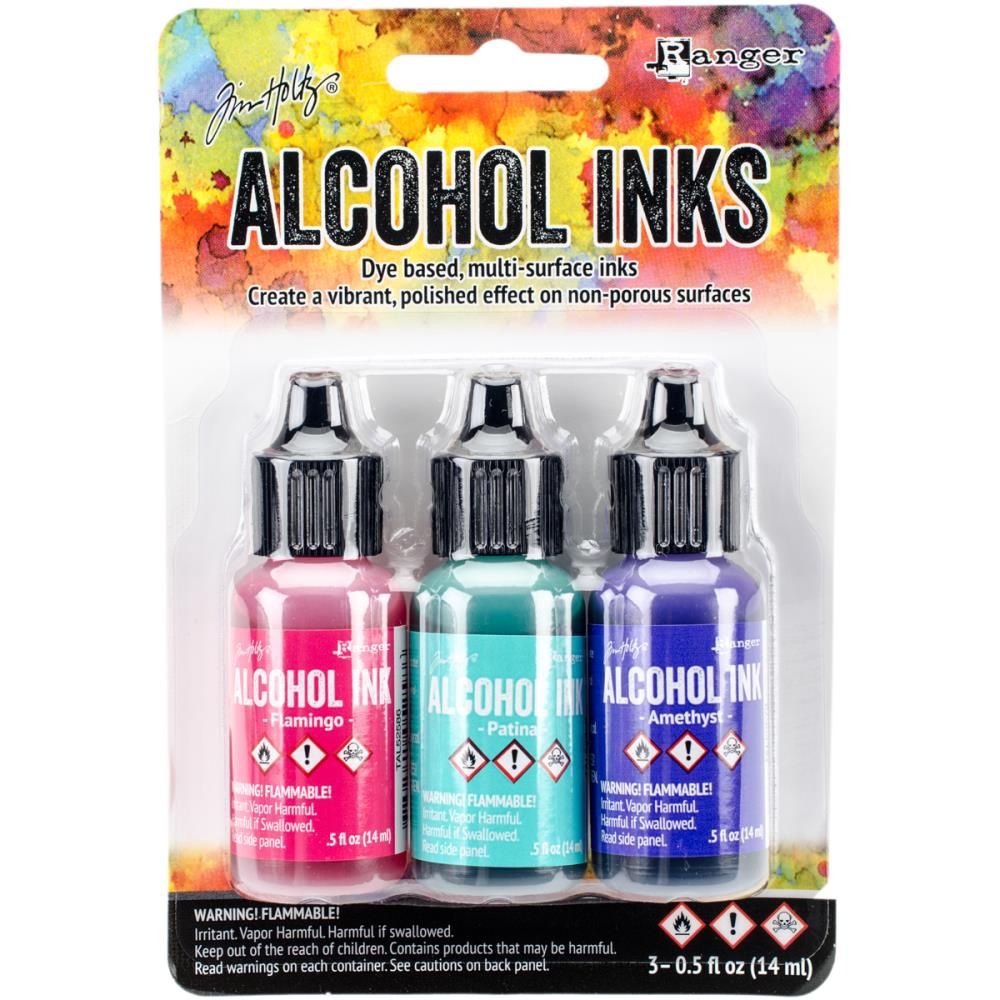 Tim Holtz Alcohol Ink .5oz 3/Pkg Flamingo/Patina/Amethyst