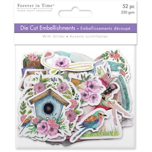 MultiCraft – Forever in Time – Glitter Die Cut Embellishments – Fairy Sparkle (52 Pieces)