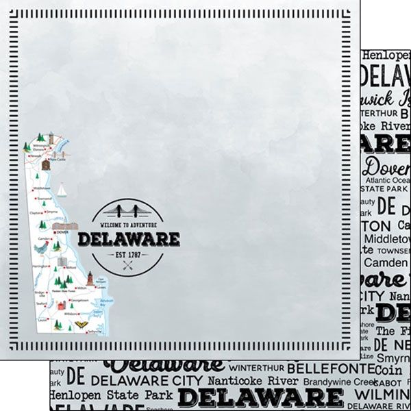 Delaware Postage Map Double Sided paper