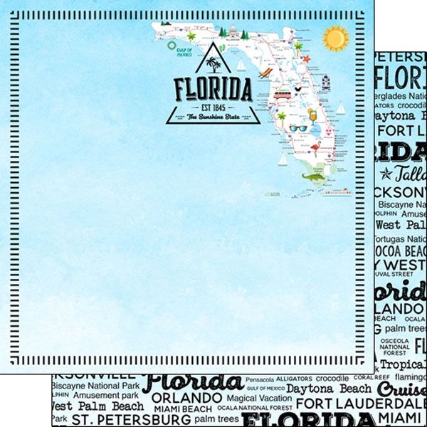 Florida Postage Map Double Sided paper