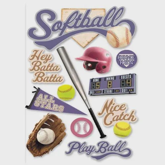 Softball Dimensional Sticker