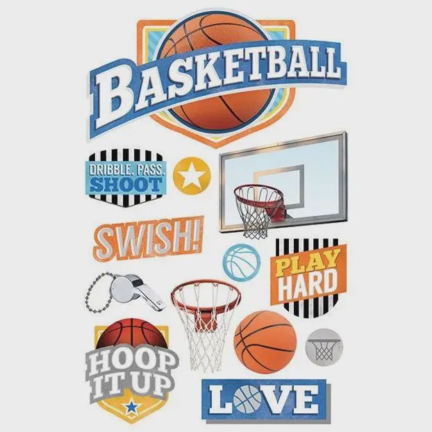 Basketball-Swish Dimensional Sticker