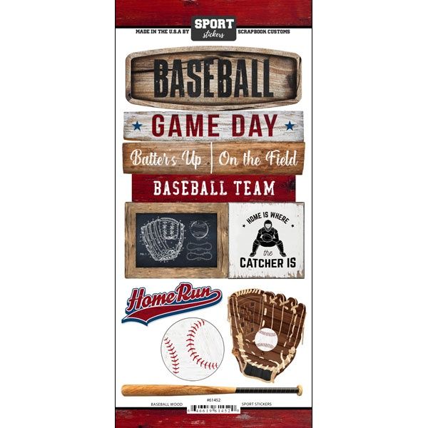 Baseball Wood Sticker